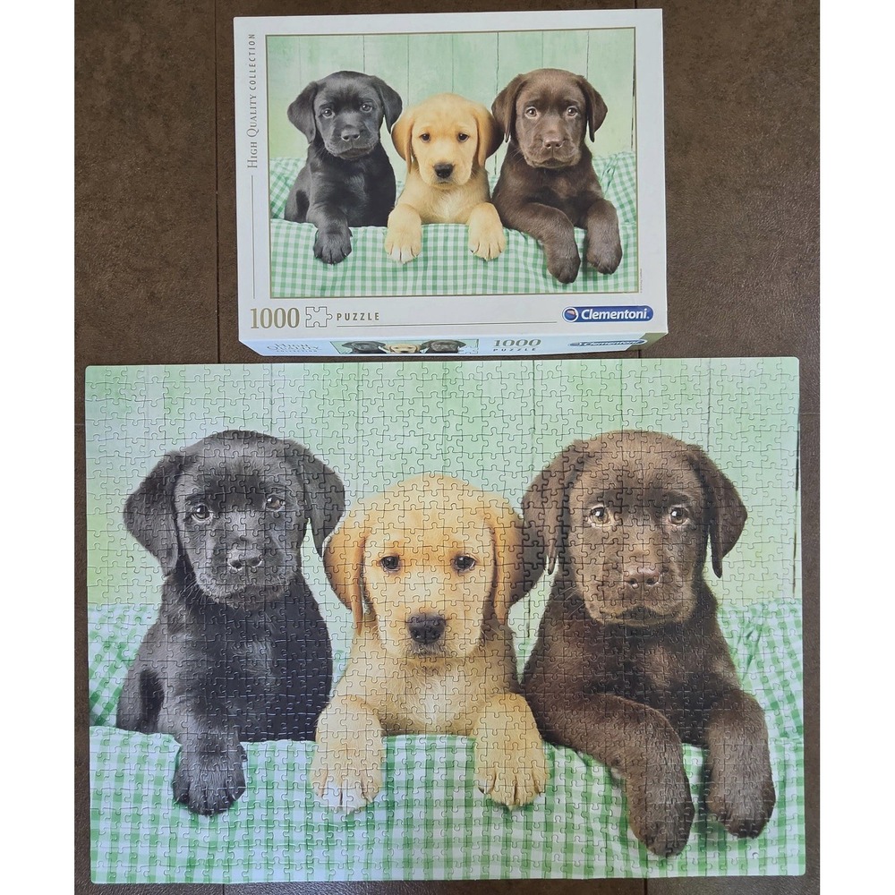 Clementoni 1000 Piece Jigsaw Puzzle THREE LABS Puppies Greg CUDDIFORD Complete